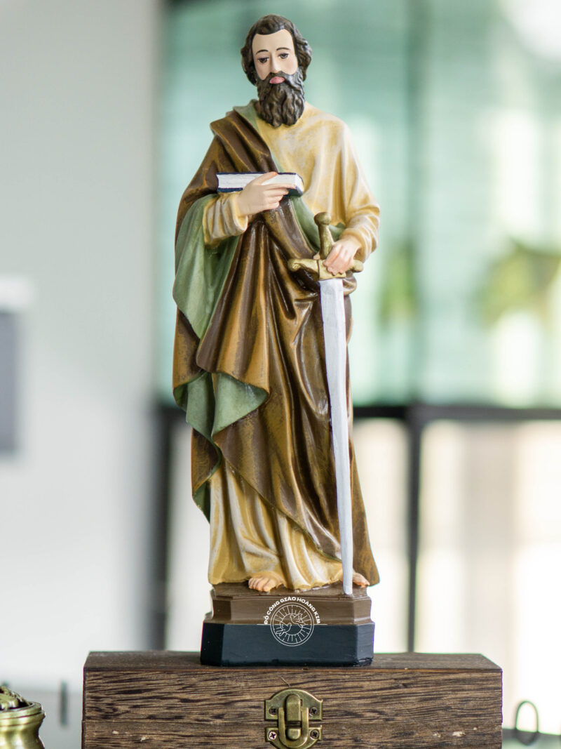 Tượng Thánh Phaolô (St. Paul) cao 30cm vẽ tay thủ công làm từ polystone