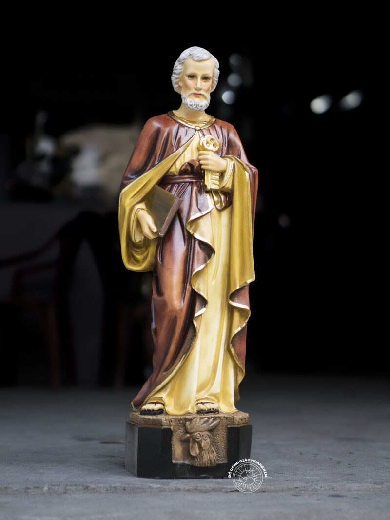 Tượng Thánh Phêrô (St Peter) cao 60cm vẽ tay thủ công làm từ Composite